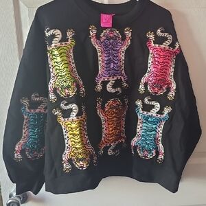 QUEEN OF SPARKLES Black Sweatshirt with Vibrant Graphics